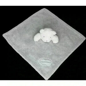 Blankets and Beyond plush bear lovey security blanket gray white
